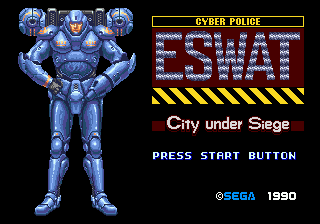 ESWAT: City Under Siege title screen for Sega Mega Drive